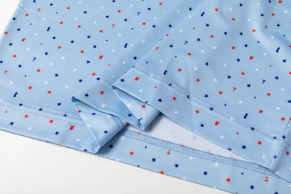 Blue Antimicrobial Polo Shirt - Quick Dry Slim Fit with American Theme
