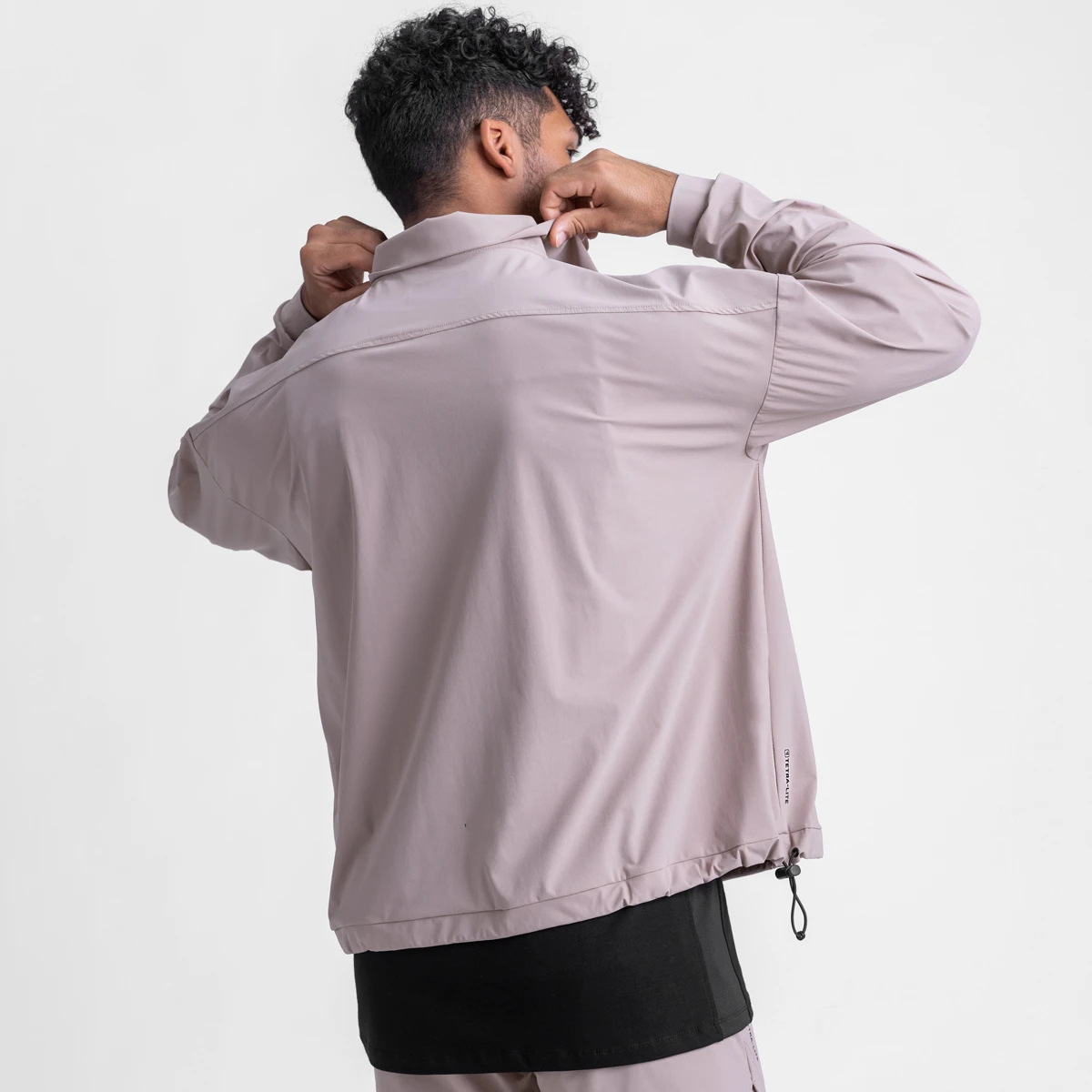 Custom Logo Men's Casual Street Wear Sport Short Waterproof Sweatshirt Adjustable 1/4 Zip Hem Drawstring XS Plain Dyed Print