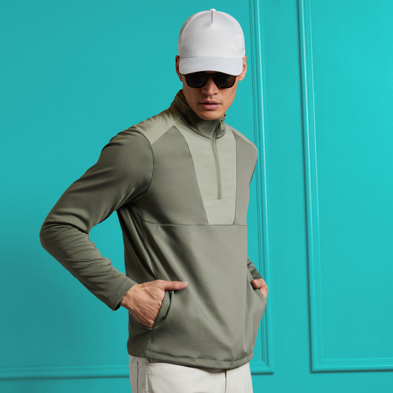 OEM Custom High Quality Men's Long Sleeve Solid Sweatshirt Half Zip Man Golf Sport Pullover