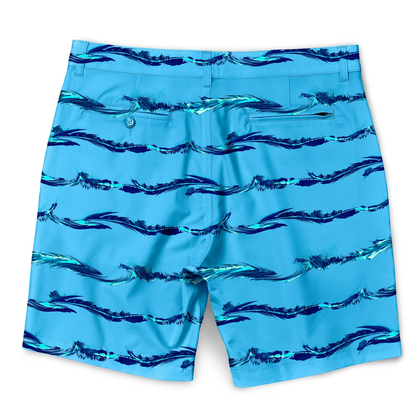 Men's high-quality outdoor leisure shorts. Made of quick-drying and breathable knitted fabric, with a single-button design and custom sublimated drawstrings