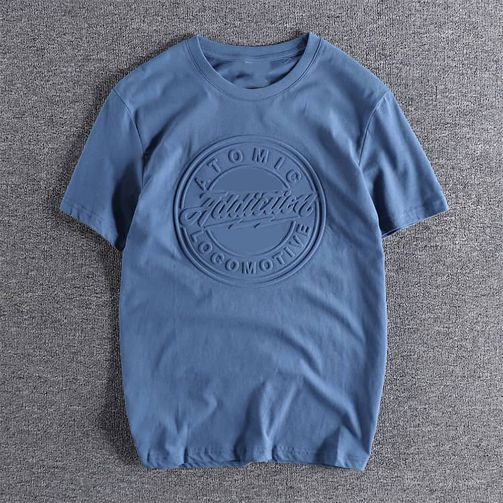 Custom Summer Emed 3D Lettering T-shirt for European American Men's Short Sleeve O-neck 100% Cotton Washed Old Casual Tops
