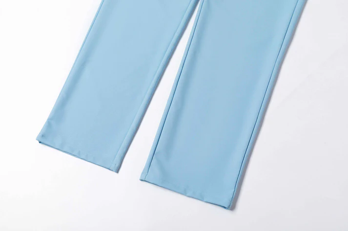 Light Blue Trousers with Contrast - Colored Waistband