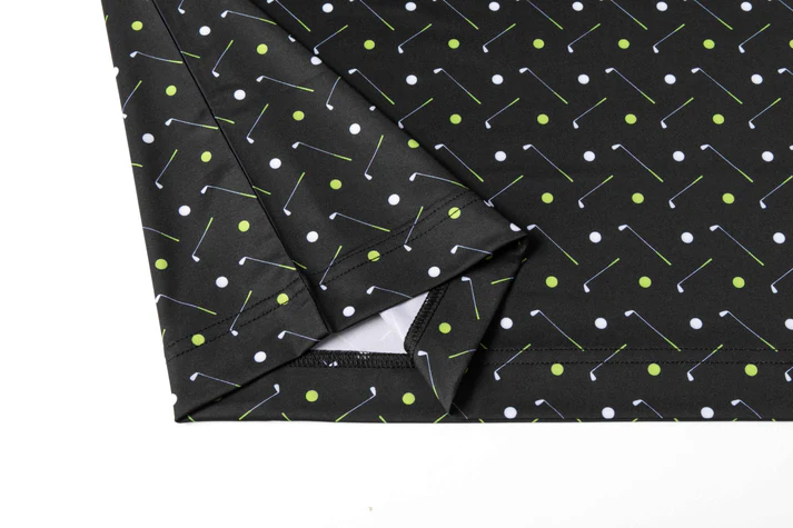 Antimicrobial Golf Polo Shirt - Quick Dry Slim Fit with Golf Equipment Patterns