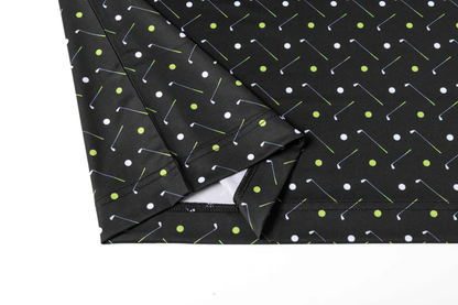 Antimicrobial Golf Polo Shirt - Quick Dry Slim Fit with Golf Equipment Patterns