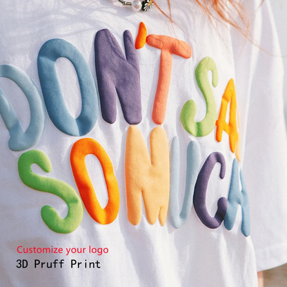 Oem Tee Shirt 100% Cotton Plain Oversized Men's T-shirts Heavy Weight Tshirts Custom Foam 3d Screen Logo Men Puff Print T Shirt