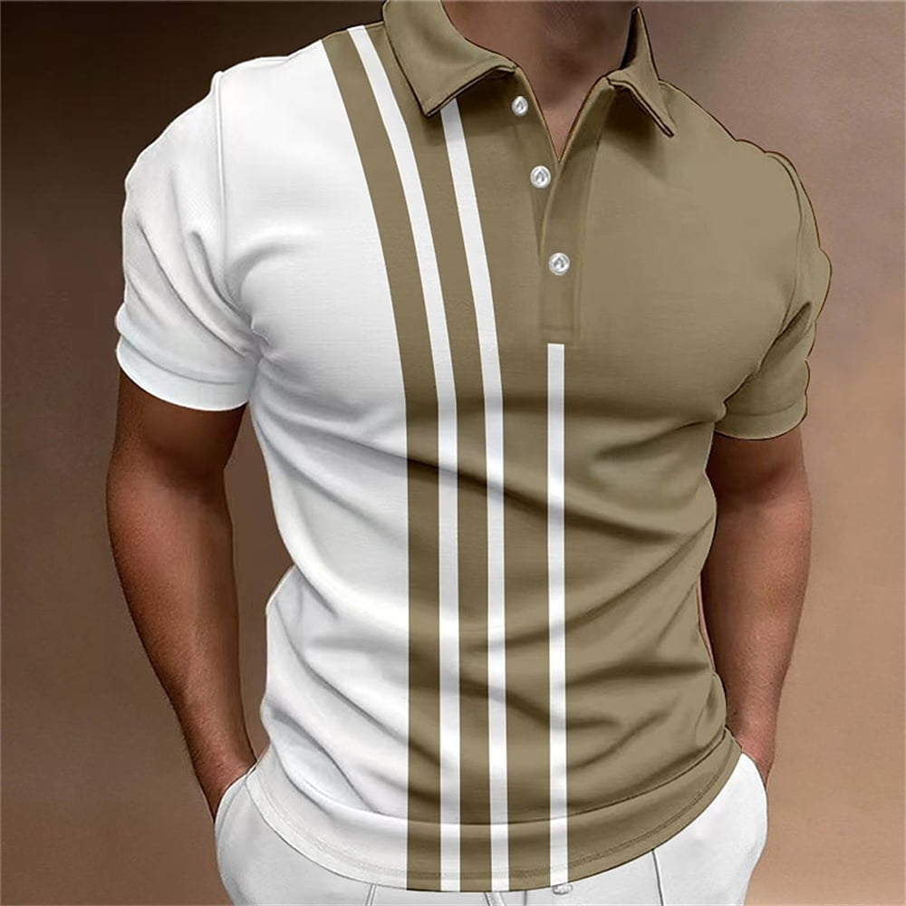 Custom Logo Stripe Plate Printing Summer Clothing Daily Casual Short Sleeve Loose Oversized Fashion Men Polo Shirt