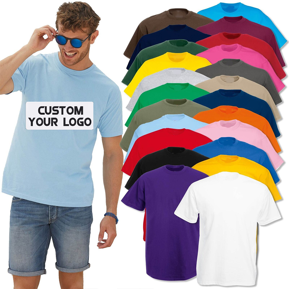 Custom Summer Men's Cotton Crew-neck T-shirt Men's and Women's Basic Solid Color Fashion Top Label Print