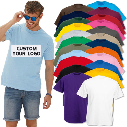 Custom Summer Men's Cotton Crew-neck T-shirt Men's and Women's Basic Solid Color Fashion Top Label Print