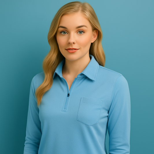 Supplier Custom logo Women's Long Sleeve Golf Clothing 100% Cotton Women's Polo Shirt Custom