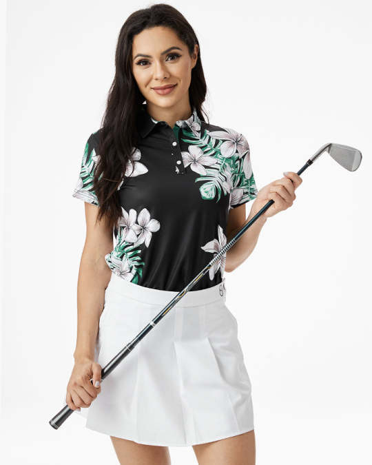 Custom High Quality Digital Print Lady Golf Clothes Quick Drying Slim-fit Plus Size Womens Polo Shirt