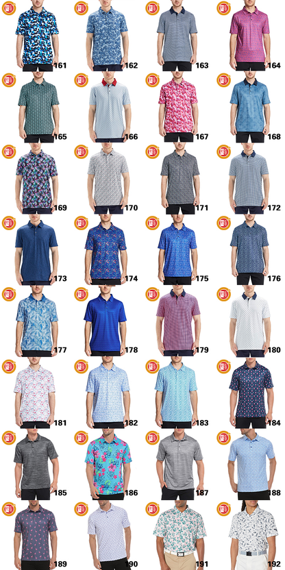 Fun Printed Men's Golf for Polo Shirts Quick Dry Spandex Polyester Knitted Style with Bigfoot Design Short Sleeve