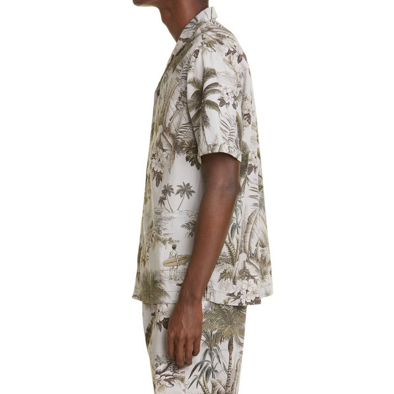 Custom Printed Floral Mens Matching Two Piece Shirt and Shorts Set Hawaiian Beach Boxy Fit Cropped Button up Shirt Men