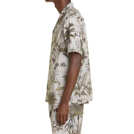 Bulk Custom Custom Printed Floral Mens Matching Two Piece Shirt and Shorts Set Hawaiian Beach Boxy Fit Cropped Button up Shirt Men with Logo Embroidery - Manufacturer Qiandao