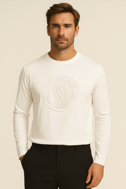 Custom Casual Plain 100% Cotton Men Long Sleeve Price Casual t Shirts for Men 3d Embossed