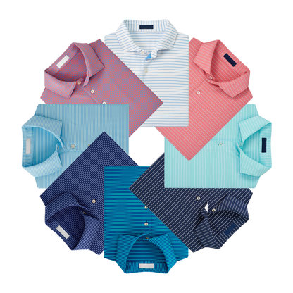 Custom Performance Striped Print Moisture Wicking Slim Fit Manufactures 100% Polyester Blanks Men's Designer Golf Polo T-shirt