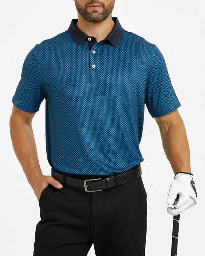 Men's Luxury Golf Polo Shirt - Stylish Dark Blue Lightweight Design