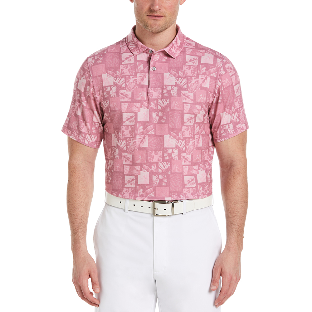 Custom Logo Pattern High Quality Performance Men Contrast Trim All Over Print 94 Polyester 6 Elastane Shirt Golf Polos