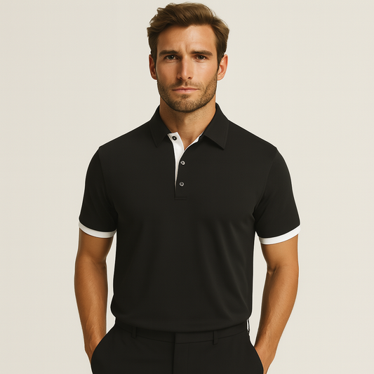 Custom Logo Black Sport Jersey Spandex Polyester Short Sleeve Dry Fit Athletic Casual 3-Button Golf Polo Shirts for Men