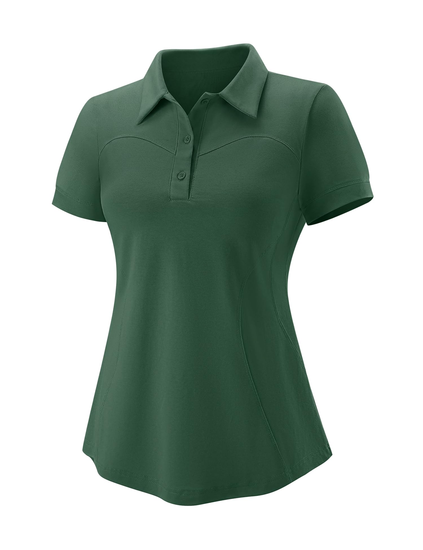 Custom logo green cotton, spandex and polyester short-sleeve lightweight moisture-wicking casual three-button women's golf polo shirt