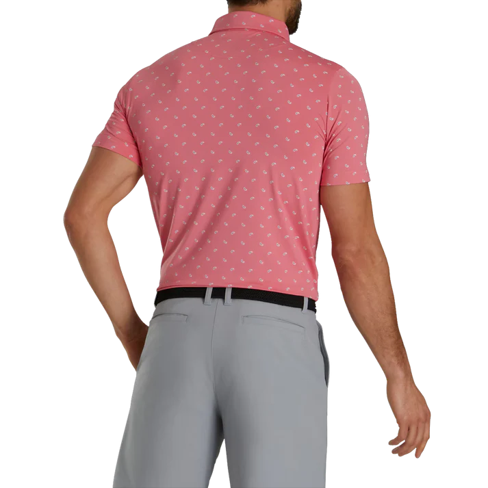 Men's Pink Golf Polo Shirt with Cucumber Patterns - Unique and Stylish Design