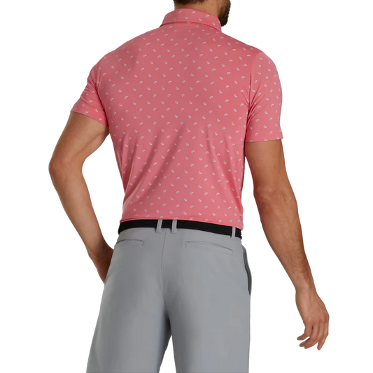 Men's Pink Golf Polo Shirt with Cucumber Patterns - Unique and Stylish Design