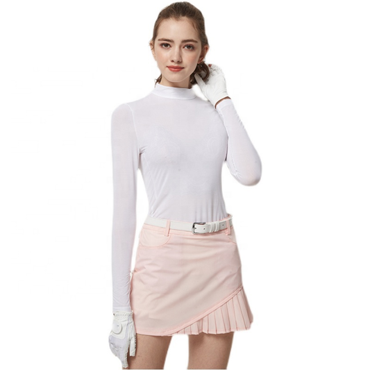 Custom Logo Summer Design Long Sleeve Spandex Polyester Turtleneck Golf Shirt for Women