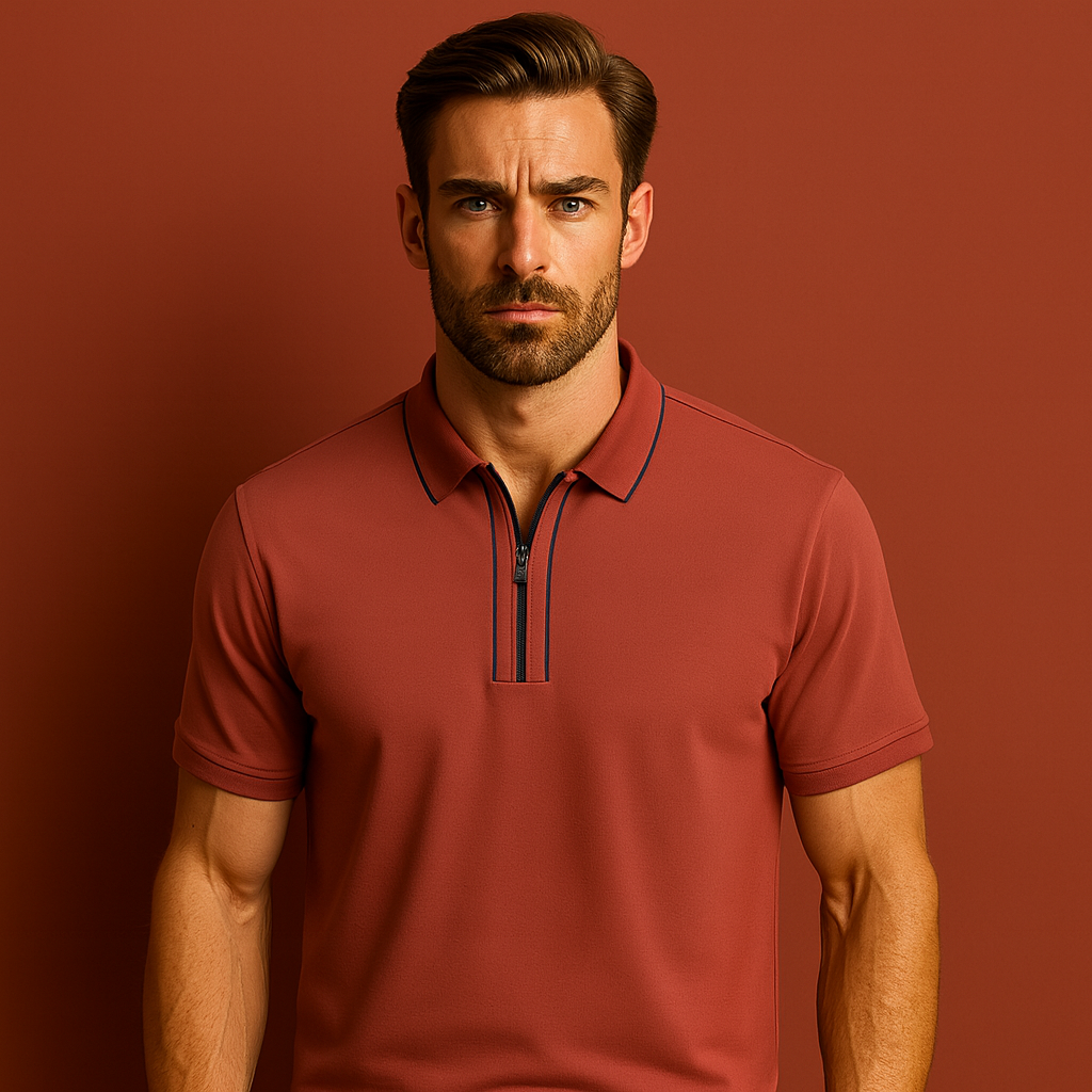 High Quality Anti-Wrinkle Customized Logo Knitted Sports Clothing Design Quarter Zip Polo Shirts for Men