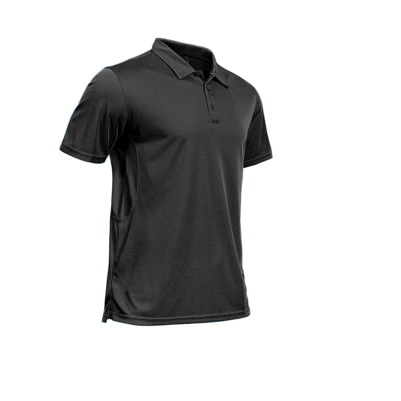 Custom Logo 4 Way Stretch Black 100% Polyester Dry Moisture Wicking Performance Outdoor Casual Men's Golf Polo Shirt
