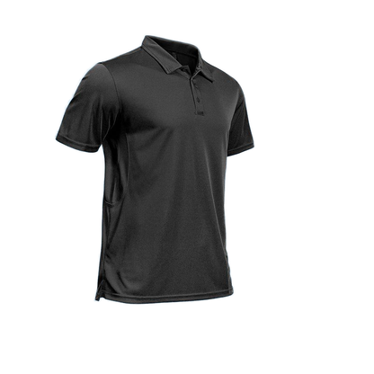Custom Logo 4 Way Stretch Black 100% Polyester Dry Moisture Wicking Performance Outdoor Casual Men's Golf Polo Shirt