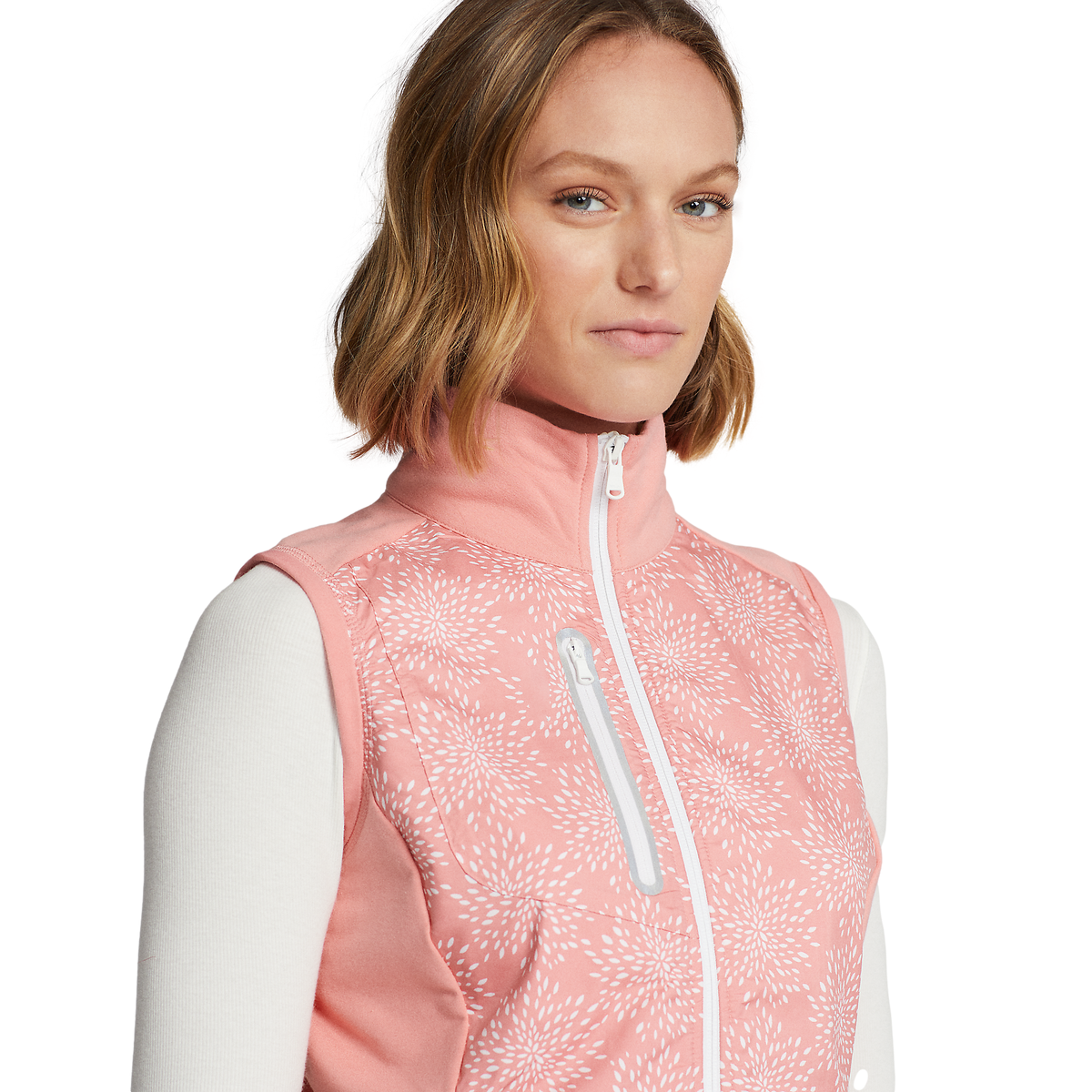 Custom logo full-body printed, full-zip, French terry sleeveless personalized women's plus-size sports women's golf vests
