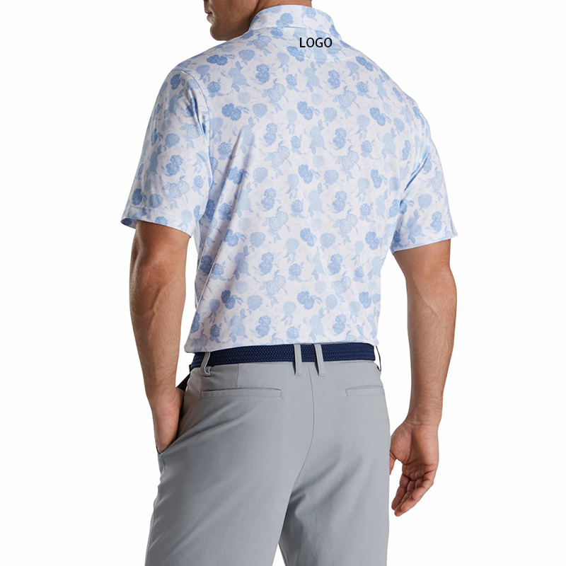 Vintage High Quality Custom Floral Printing Golf Sublimation Neck Shirts 100% Polyester Men Performance Polo T Shirt Manufacture