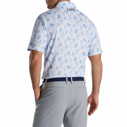 Vintage High Quality Custom Floral Printing Golf Sublimation Neck Shirts 100% Polyester Men Performance Polo T Shirt Manufacture