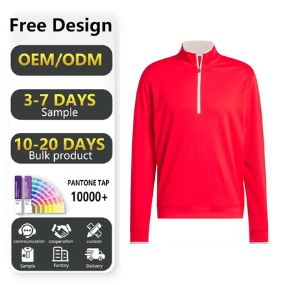 Custom Logo Embroidered Fashion Loose Jersey Long Sleeve Active Wear 1/4 Zip Sweatshirt Quarter Zip Golf Pullover