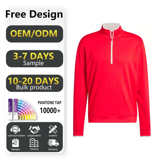 Custom Logo Embroidered Fashion Loose Jersey Long Sleeve Active Wear 1/4 Zip Sweatshirt Quarter Zip Golf Pullover