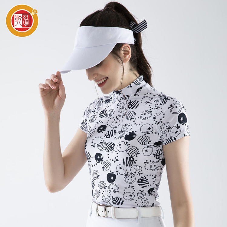 Summer Short Sleeve T Shirt Stand Collar Ice Silk Breathable Stretch Golf Wear Polo Shirts for Ladies Women's