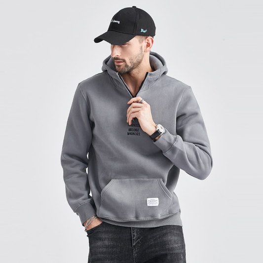 Custom Logo Print Letter Cotton Fashion Casual Loose Oversize Plus Size Half Zip Men Hoodies Sweatshirt