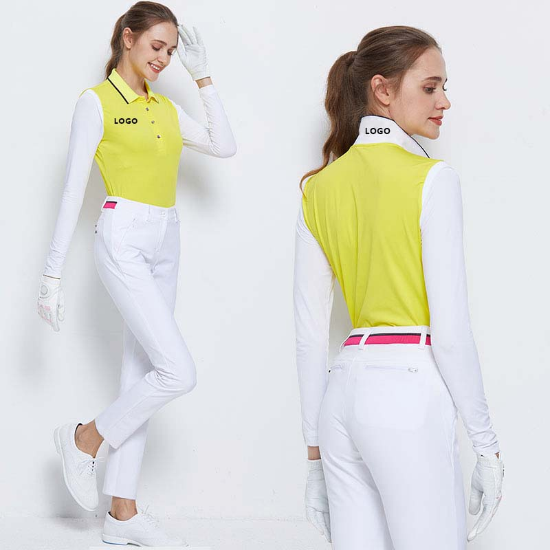 High Quality Custom logo Printing Sport Ladies Polo Golf Long Sleeve T-shirt for Women