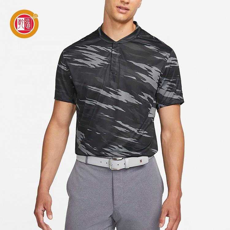 Custom High Quality Polyester Spandex Quick Dry Slim Fit Breathable Blade Collar Polo Golf Shirt for Men