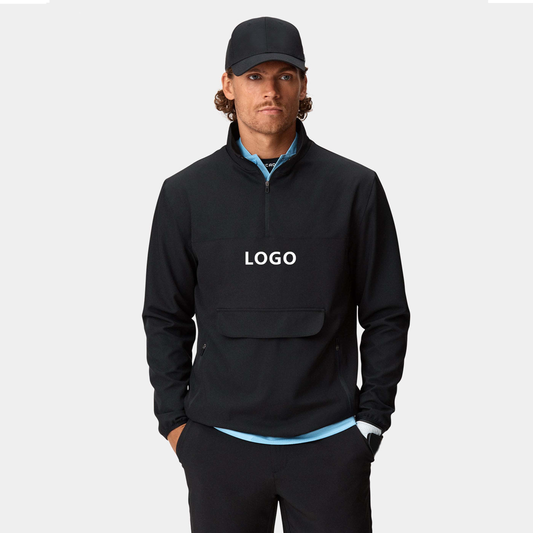 Custom Logo Men's Sport Quarter 1/4 Zip Neck Pocket Black Waterproof Windproof Golf Hoodie Pullovers Sweatshirts