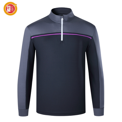 Autumn Men's All-Over Print Spandex Polyester Hoodies Custom Quarter Zip Neck Sport Pullovers Stand Collar Golf Wear Sweatshirts