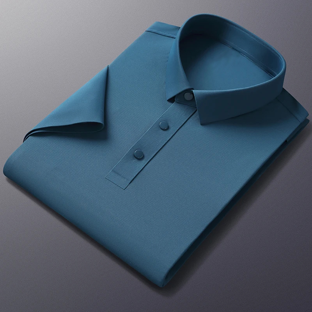 New 4 Way Stretch Elastic Plus Size High Quality Anti-wrinkle Mesh Ice Silk Breathable Seamless Knitted Golf Polo Shirt for Men