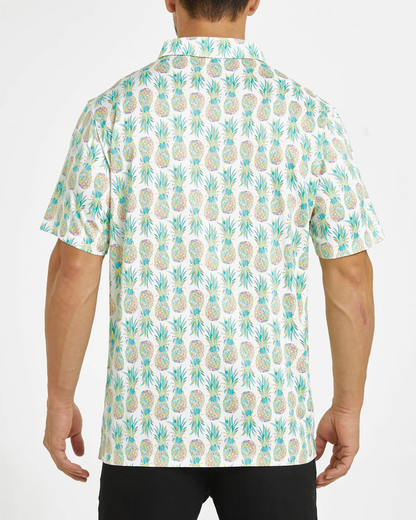 Men's Hawaiian Golf Polo Shirt with Stylish Tropical Pineapple Design for Ultimate Comfort