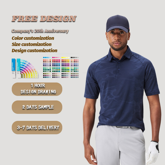 Custom Logo Pattern Printing Knitted Fabric XL Size Camo Golf Polo Shirts