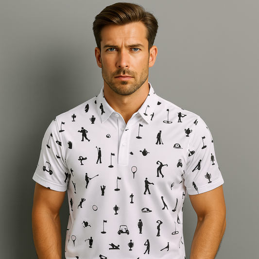 Custom Logo Moisture Wicking Dry Fit Performance Regular Fit Fashion Print Lightweight Soft Mens Golf Polo Shirts