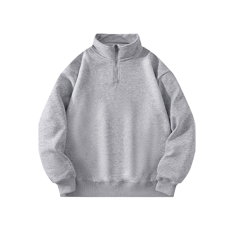 Men's High Quality Custom Cotton Half Zip Neck Crew Sweatshirt Fashion Embroidery Stand Collar Jumper Loose Fit Winter Style