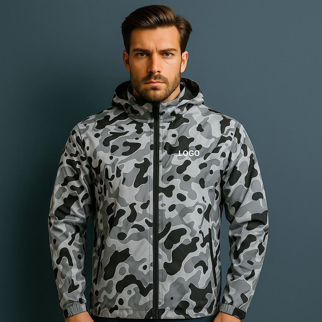 High Quality Sport Nylon Recycled Oversized Camo Golf Clothing Retro Windproof Waterproof Outdoor Windbreaker Jacket Men's