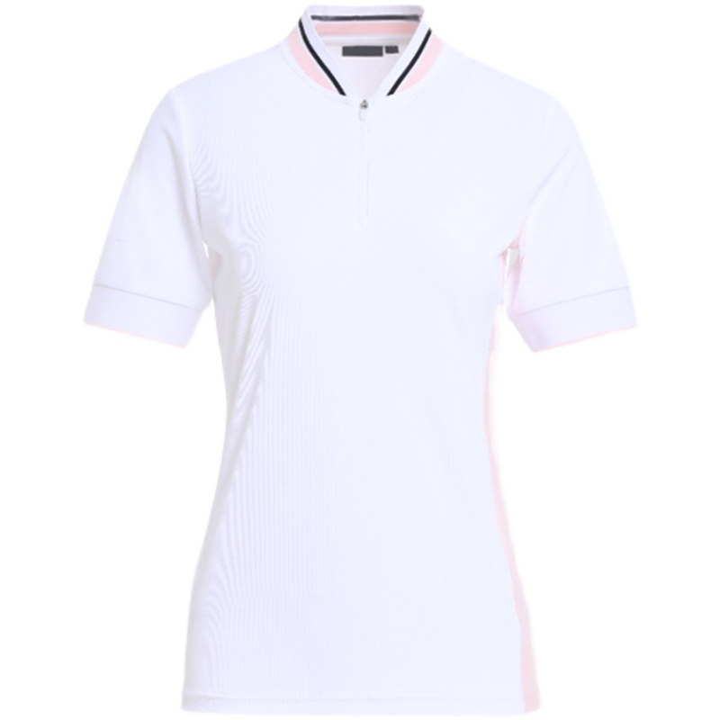 Custom Design Women Zip Stand Collar Top Slim Fit Lady Manufacturer Apparel Embroidered Logo Golf Wear Polo Shirts for Women