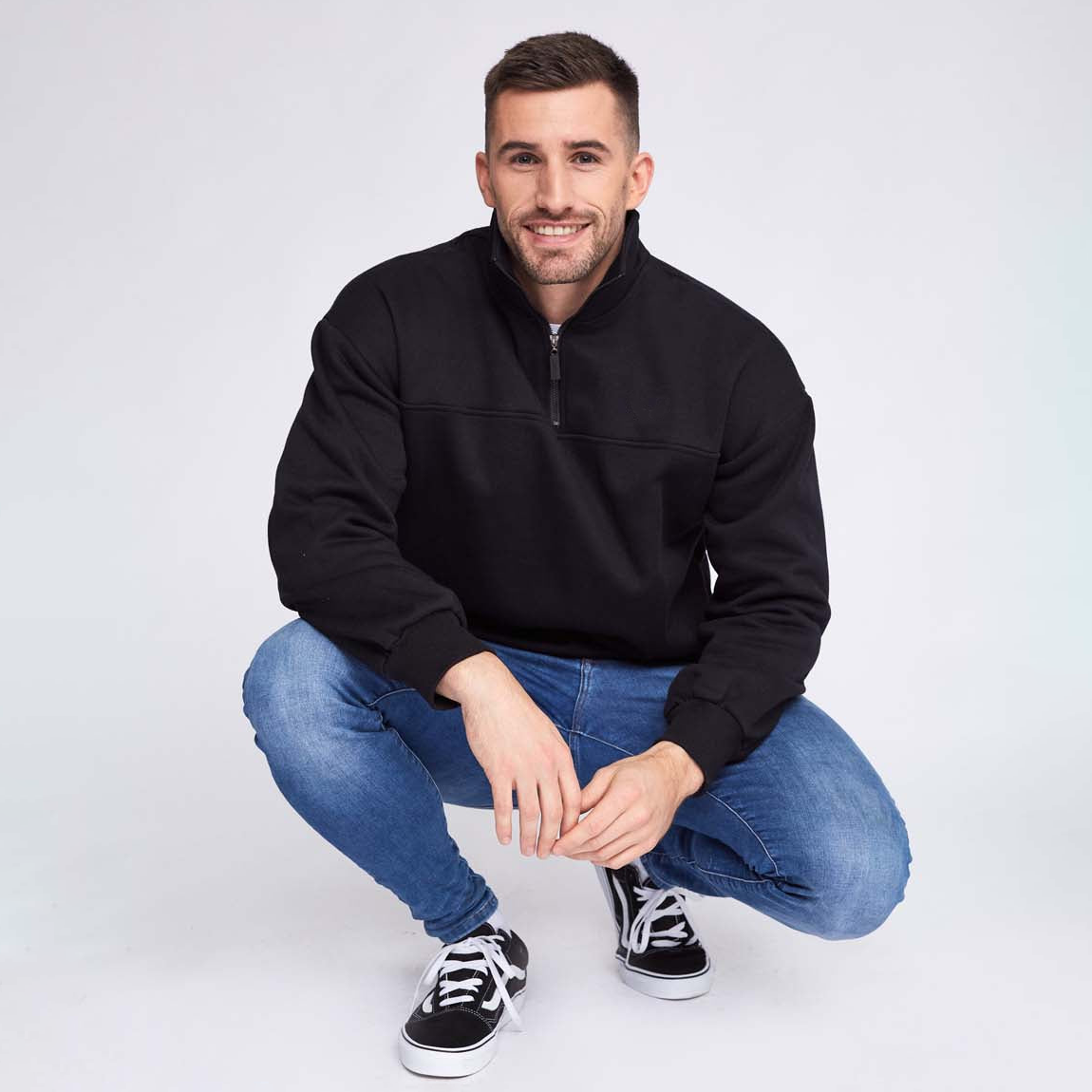 Strength Factory Quality Men's Golf Pullover Sweatshirt Solid Half 1/4 Quarter Zip Neck with Zipper Pocket for Spring Season
