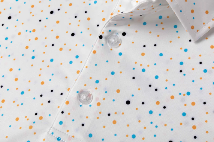 Antimicrobial Polo Shirt with Colorful Polka Dot Print and Quick-Dry Technology