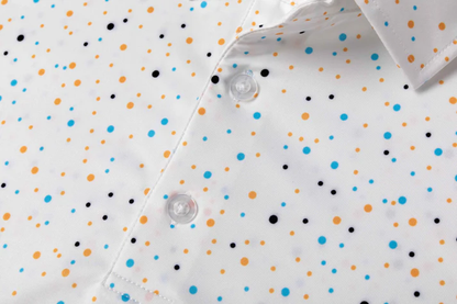 Antimicrobial Polo Shirt with Colorful Polka Dot Print and Quick-Dry Technology